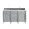 James Martin Vanities Brittany 60in Double Vanity, Urban Gray w/ 3 CM White Zeus Quartz Top 650-V60D-UGR-3WZ - alternate 1